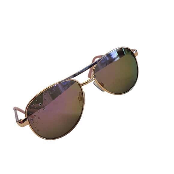 Girls Unicorn Rose Gold Rhinestone Aviator Sunglasses with Furry Sparkly Case - Picture 4 of 13